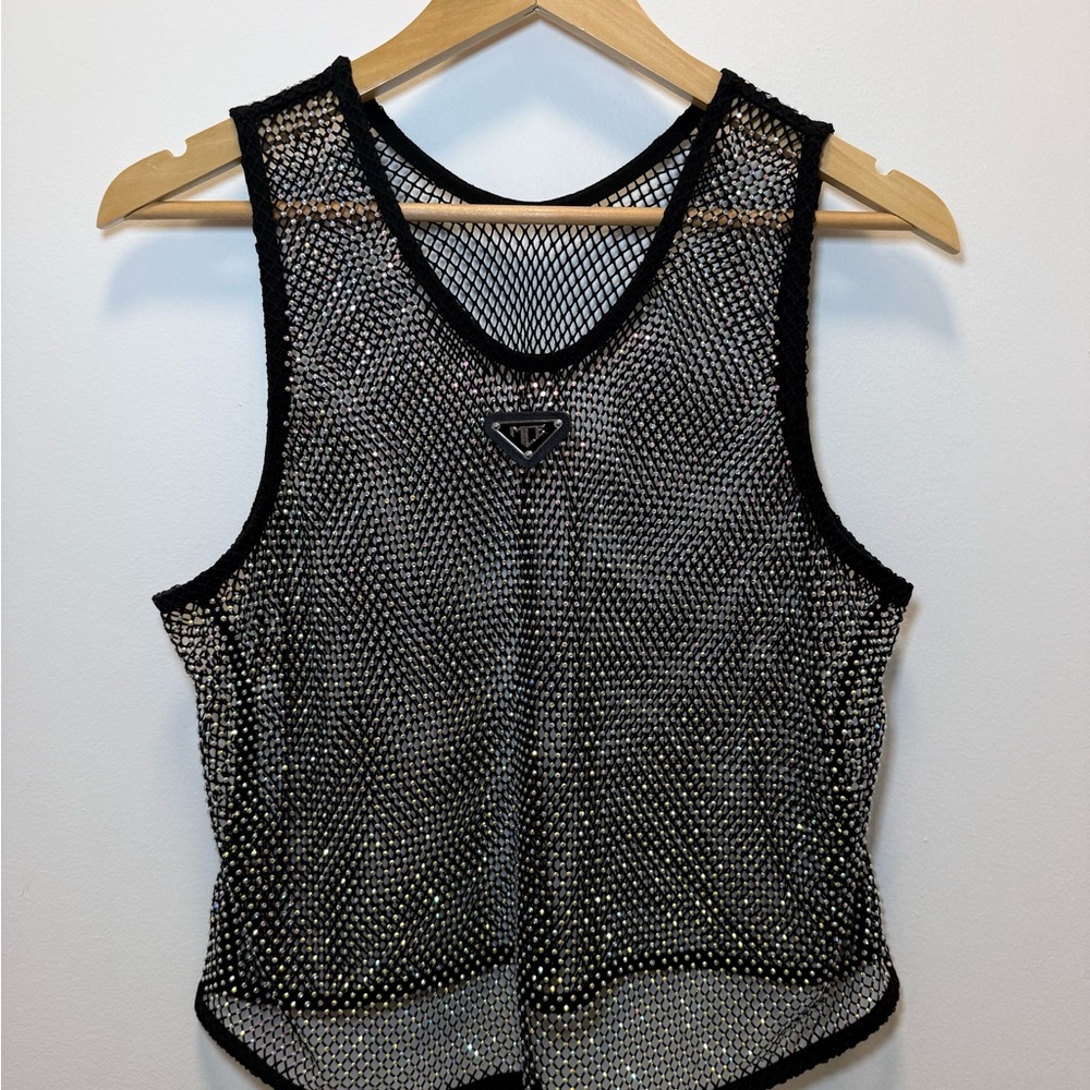 Black Rhinestone Crop Top